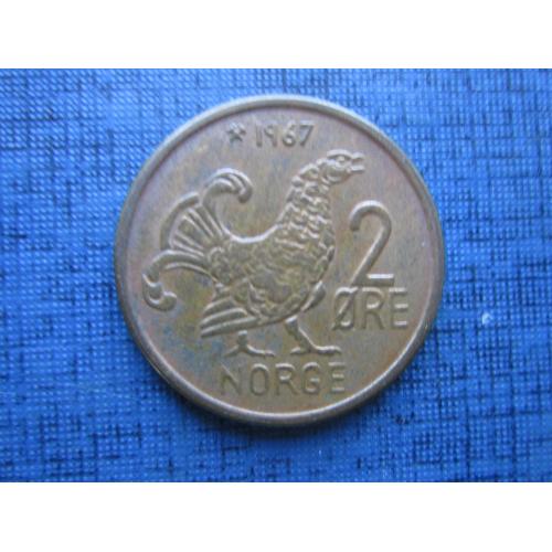 Монета 2 эре Норвегия 1967 фауна птица глухарь