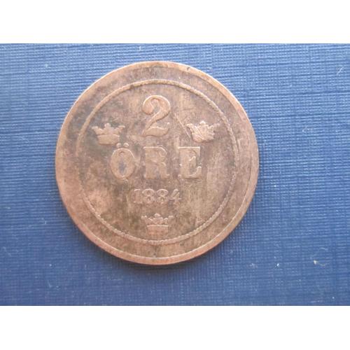 Монета 2 эре Швеция 1884