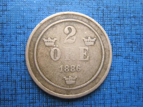 Монета 2 эре Швеция 1886