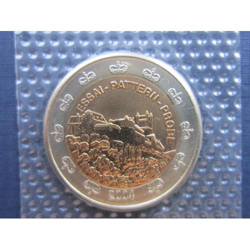 Монета 2 евро (ксерос) Лихтенштейн 2004 Проба Европроба Вадуц UNC запайка