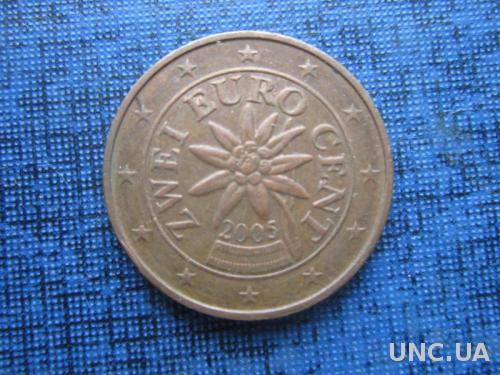 монета 2 евроцента Австрия 2005
