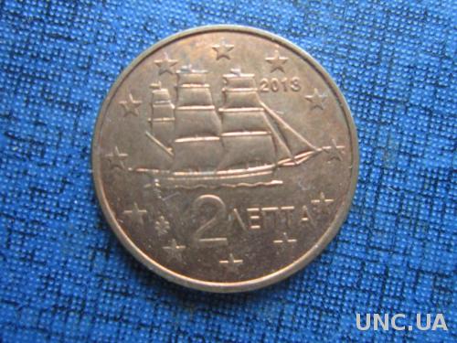 монета 2 евроцента Греция 2013 корабль парусник
