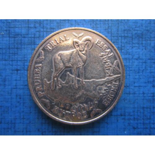 Монета 2 евроцента Кипр 2003 Проба Европроба фауна козёл муфлон карта большая