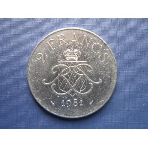 Монета 2 франка Монако 1981