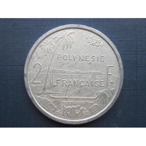 Монета 2 франка Полинезия Французская 1984 корабль лодка