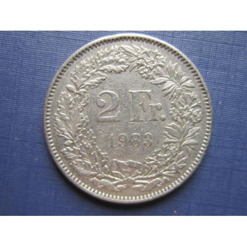 Монета 2 франка Швейцария 1983
