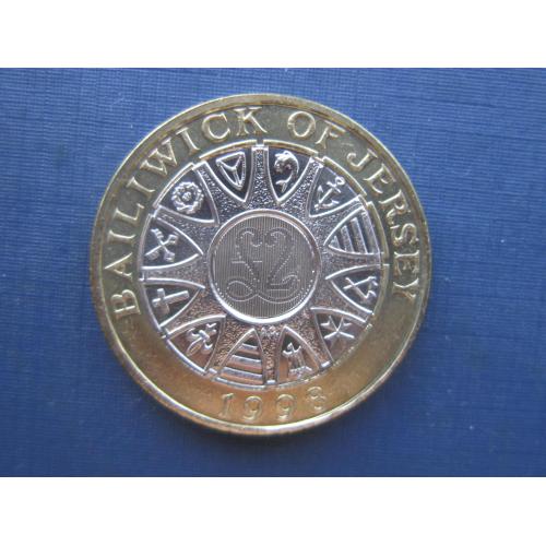 Монета 2 фунта Джерси Великобритания 1998 состояние