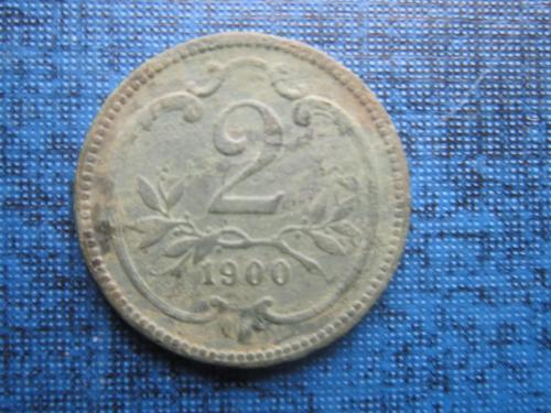 монета 2 геллера Австро-Венгрия 1900
