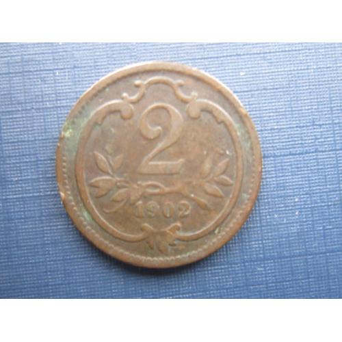 Монета 2 геллера Австро-Венгрия 1902
