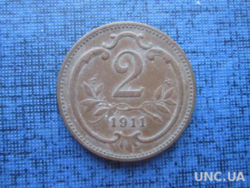 монета 2 геллера Австро-Венгрия 1911
