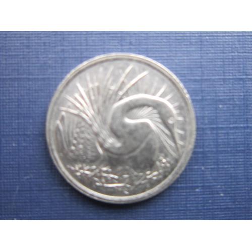 Монета 5 центов Сингапур 1977 фауна птица цапля
