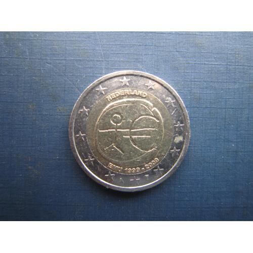 Монета 2 євро Нідерланди 2009 10 років готівкового євро