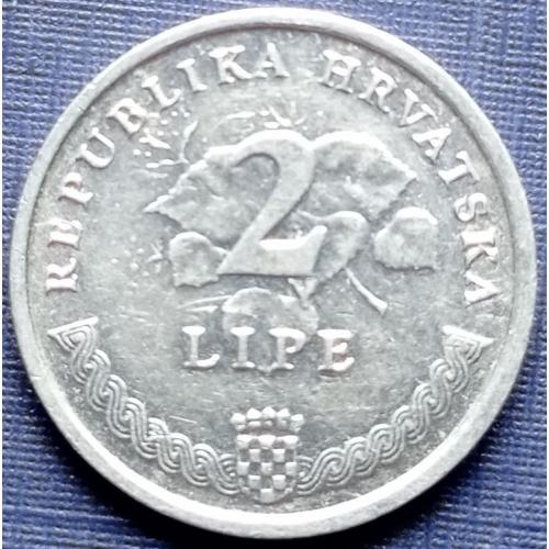 Монета 2 липа Хорватия 1993 флора виноград