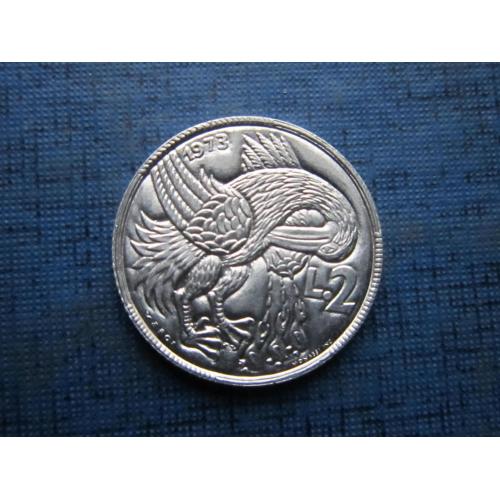 Монета 2 лиры Сан-Марино 1973 фауна птица из набора