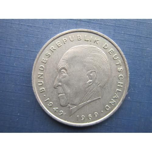 Монета 2 марки Германия ФРГ 1970 J Конрад Аденауэр