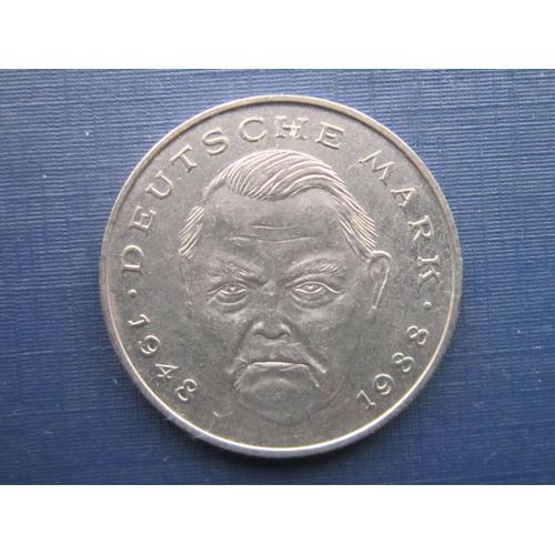 Монета 2 марки Германия ФРГ 1989 D Людвиг Эрхард