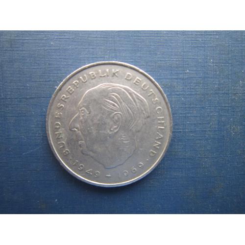 Монета 2 марки Німеччина ФРН 1974 F Теодор Хойс