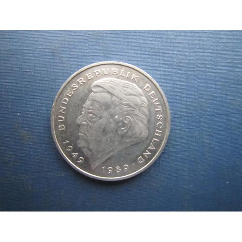 Монета 2 марки Німеччина ФРН 1990 G Франц Йозеф Штраус