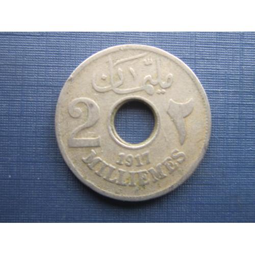Монета 2 миллима Египет 1917 Британский протекторат