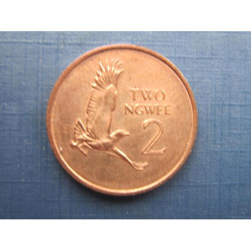 Монета 2 нгве Замбия 1983 фауна птица