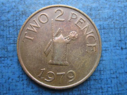 Монета 2 пенса Гернси 1979 мельница