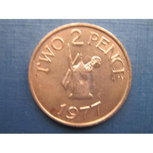 Монета 2 пенса Гернси Великобритания 1977 мельница