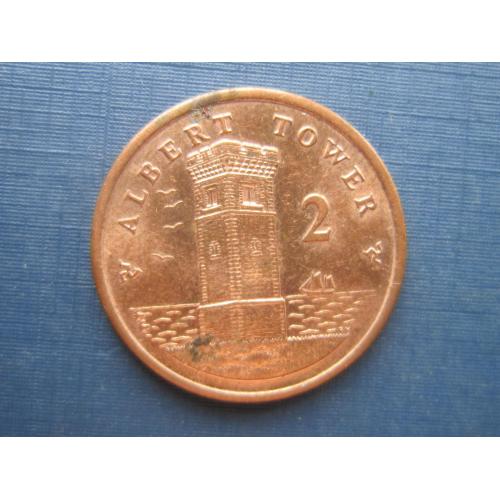 Монета 2 пенса Остров Мэн Великобритания 2015 башня