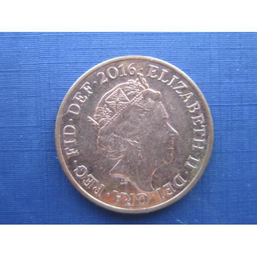 Монета 2 пенса Великобритания 2016 щит фауна лев