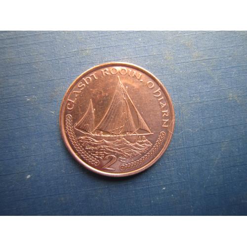 Монета 2 пенси Острів Мен Великобританія 2003 корабель вітрильник яхта