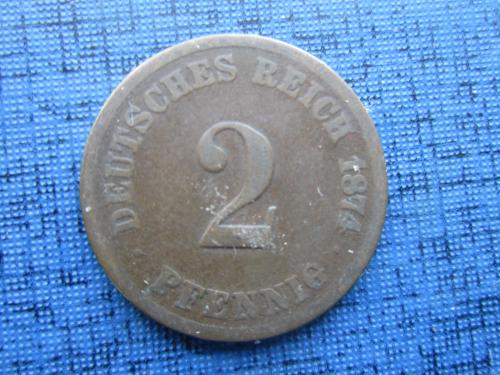 монета 2 пфеннига Германия 1874 С