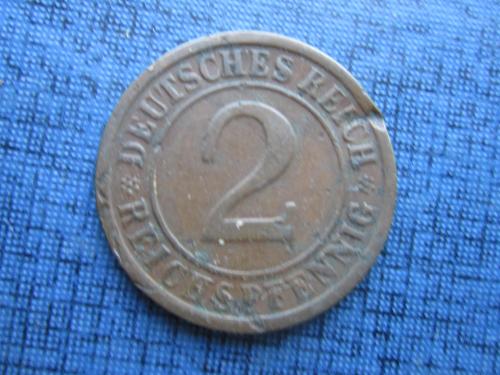 Монета 2 пфеннига Германия 1924 G