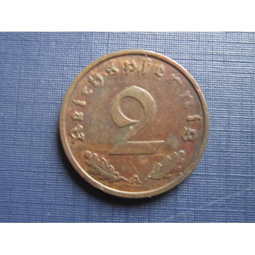 Монета 2 пфеннига Германия 1937 А Рейх свастика