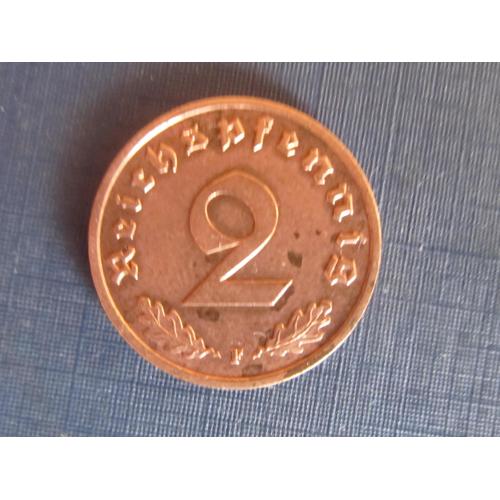 Монета 2 пфеннига Германия 1938 F Рейх свастика