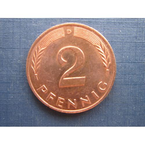Монета 2 пфеннига Германия ФРГ 1991 D