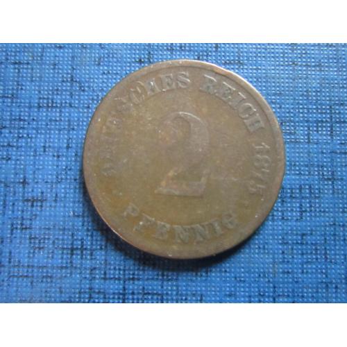 Монета 2 пфеннига Германия Империя 1875 как есть
