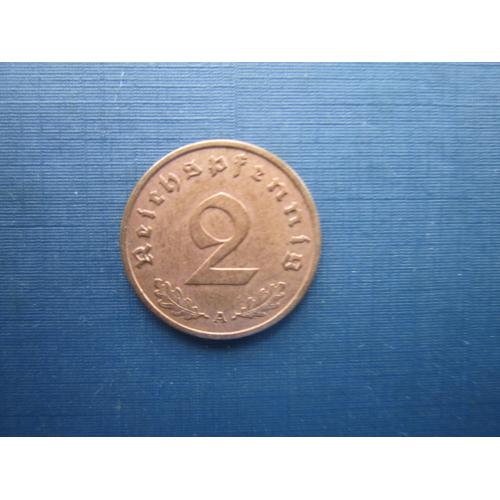 Монета 2 пфеннига Германия Рейх 1938 А бронза свастика