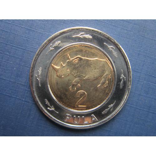 Монета 2 пула Ботсвана 2013 фауна носорог состояние