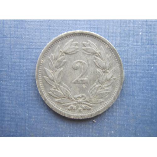 Монета 2 раппена Швейцария 1943 цинк состояние