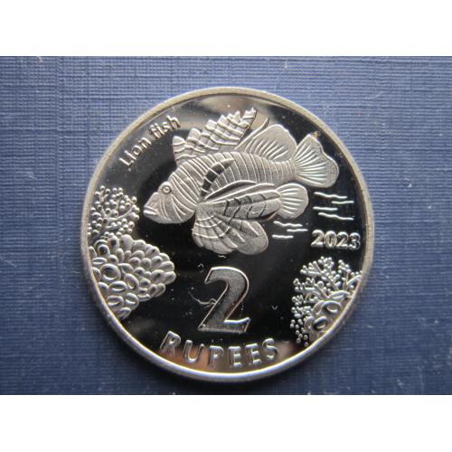 Монета 2 рупии Кокосовые (Килинг) острова 2023 фауна рыба