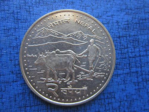 Монета 2 рупии Непал 2006 (2063) фауна быки волы коровы