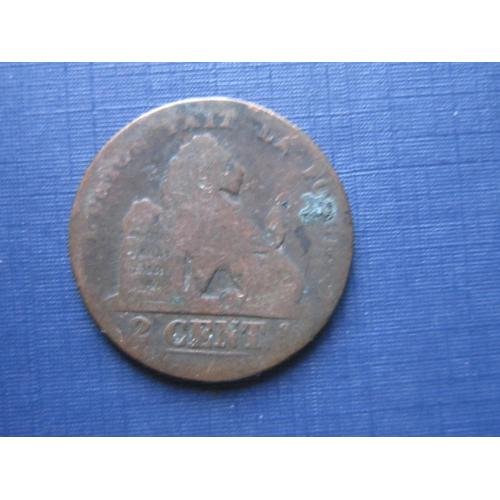 Монета 2 сантима Бельгия 1851 фауна лев как есть нечастый год