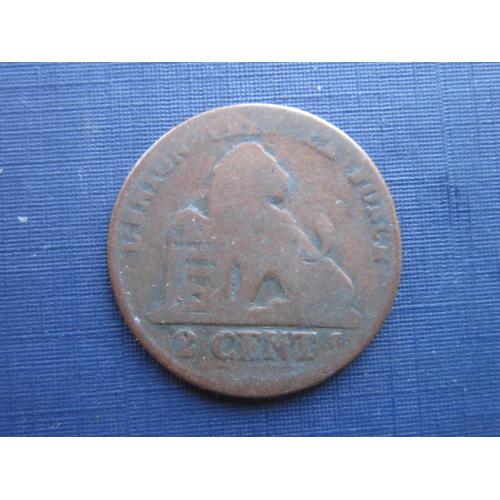 Монета 2 сантима Бельгия 1858 ? фауна лев как есть