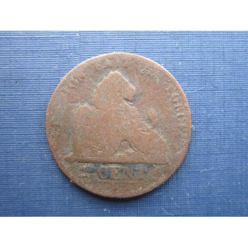 Монета 2 сантима Бельгия 1869 фауна лев