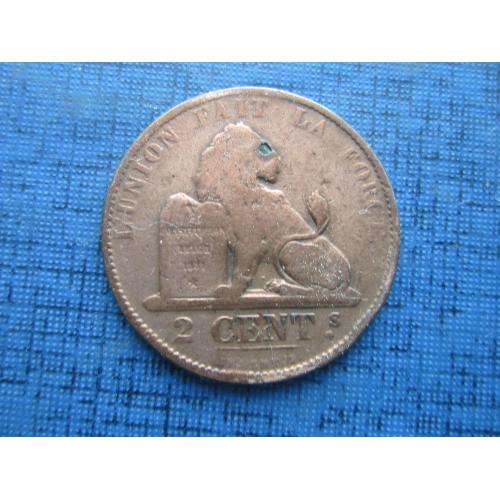 Монета 2 сантима Бельгия 1873 Belges фауна лев