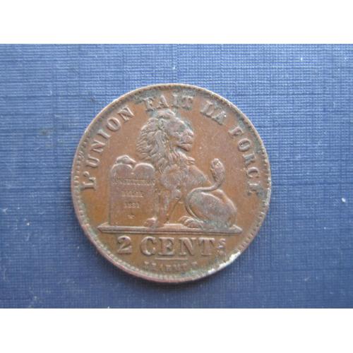 Монета 2 сантима Бельгия 1919 Belges фауна лев