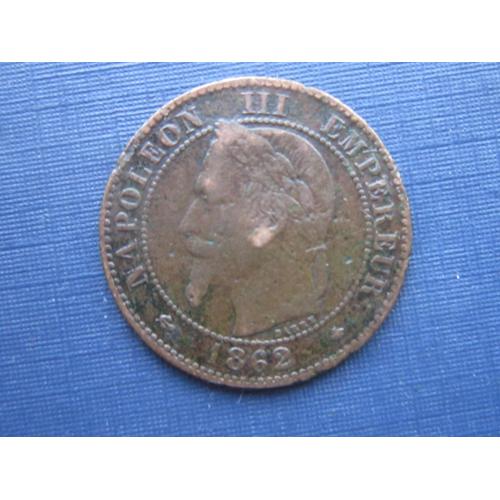 Монета 2 сантима Франция 1862 А Париж Наполеон III