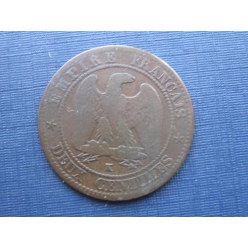 Монета 2 сантима Франция 1862 К