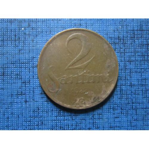 Монета 2 сантима Латвия 1922
