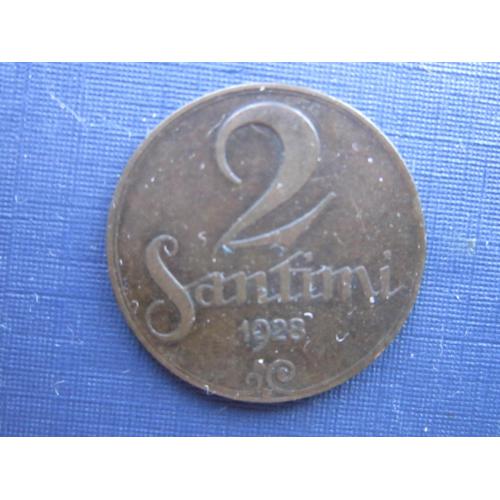 Монета 2 сантима Латвия 1928