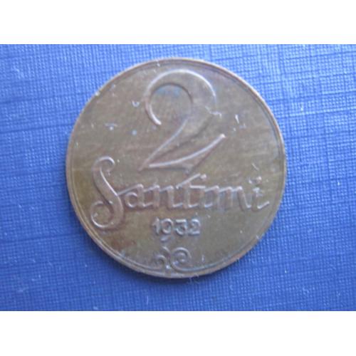 Монета 2 сантима Латвия 1932